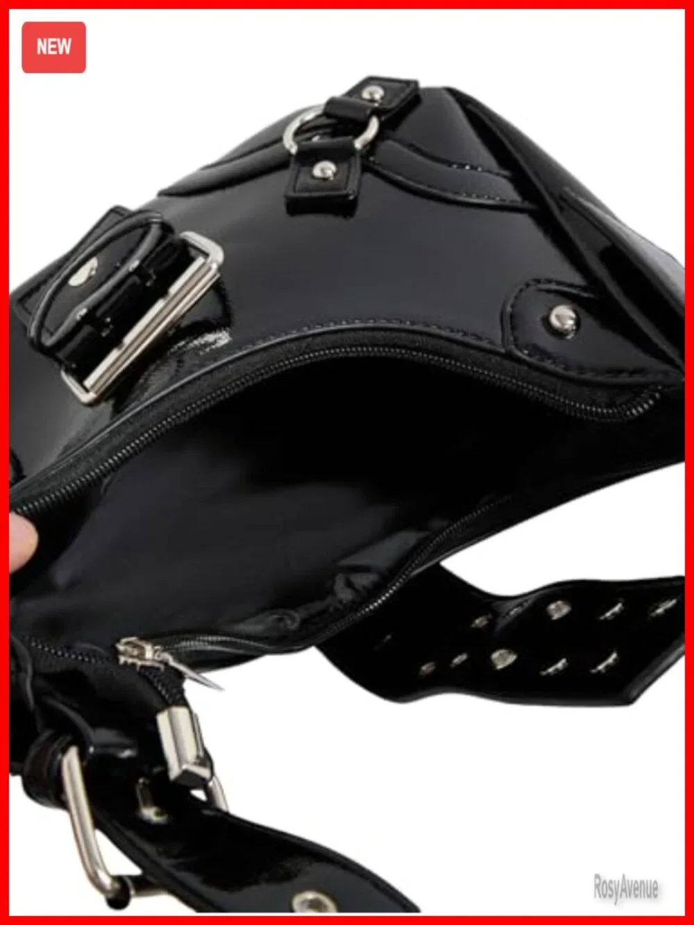 Y2K Goth Handbag Studded PU Leather Clutch Shoulder Bag